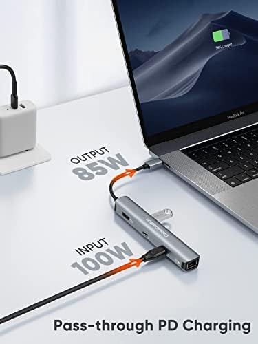 CableCreation 6-in-1 USB-C Hub 100W Tápellátás + USB C Töltő, PowerLot GaN 65 w-os USB-C Fali Töltő 6ft USB-C-C Kábel