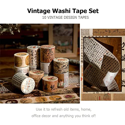 VEINARDYL 10 Tekercs (Teljesen 98ft/30m) Vintage Washi Tape Set, a Kínai Kultúra Stílus Szalaggal Nosztalgikus Stílusú Dekoráció