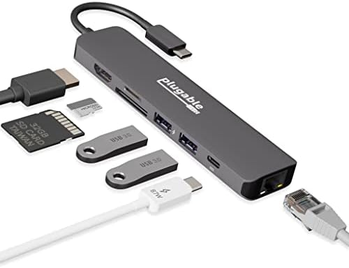 Plugable Thunderbolt 4 Hub Csomag Tartalmazza az USB-C-4K-HDMI Adaptert, illetve a 7 az 1-ben Többportos Adapter Ethernet,