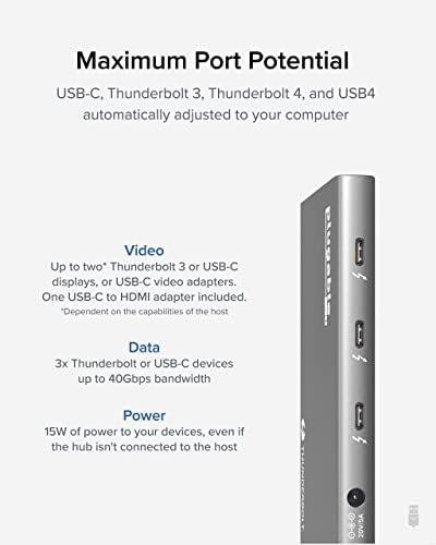 Plugable USB4 Hub Csomag Tartalmazza az USB-C-4K-HDMI Adaptert, illetve a 7 az 1-ben Többportos Adapter Ethernet, Egyetlen