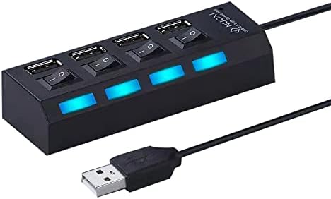A Multi Port USB Hub Elosztó 4 portos USB 2.0 Hub a Laptop USB Port Bővítő On/Off Egyéni Kapcsoló Kompatibilis az Összes