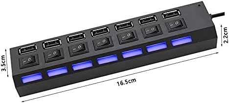 HGVVNM USB-hálózati Adapter 7 Port Több Bővítő 2.0, USB Hub, a Switch a PC Multi-interfész (Szín : Fekete)