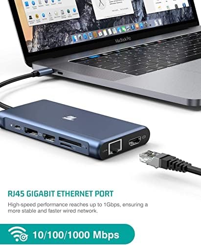 USB-C-Hub, Tiergrade USB-C Adapter 12 1 Dual Monitor USB-C Laptop Dokkoló Állomás, Tripla Display Adapter Kompatibilis a