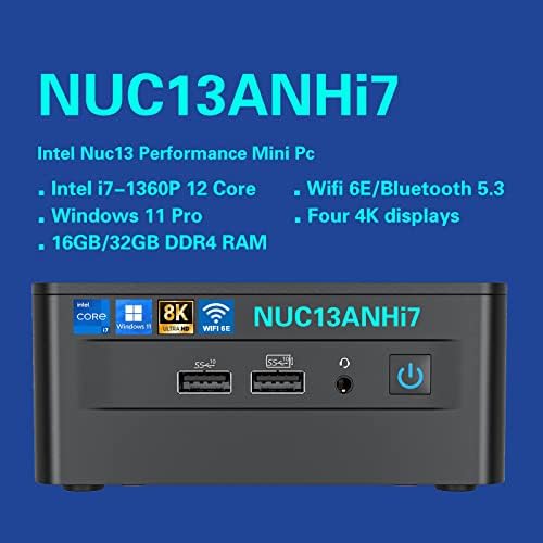 Intel NUC13 Pro NUC13ANHi7 32GBRAM 2 tb-os SSD Mini PC Mini Számítógép,Windows 11 Pro Mini Számítógépek,i7-1360P 12 Mag,16