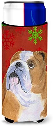 Caroline Kincsek SS4698MUK Bulldog angol Vörös, Zöld, Hópelyhek Ünnep a Karácsony Ultra Ölelkezős a Vékony doboz, Lehet Hűvösebb