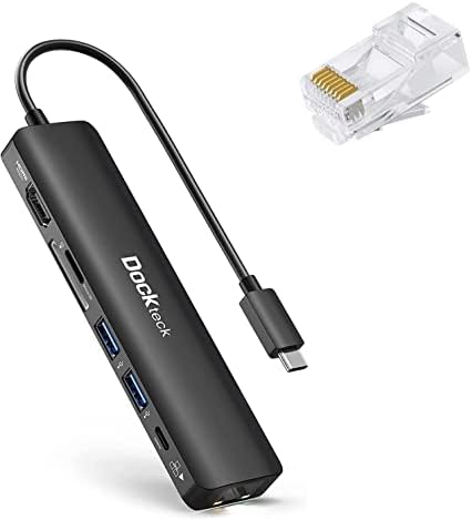 USB-C-Hub-4K-60Hz, Dockteck 7 az 1-ben USB-C PD Ethernet Hub Dongle a 4K-60Hz HDMI, 1 gbps Ethernet, 100W PD, 2 USB 3.0,