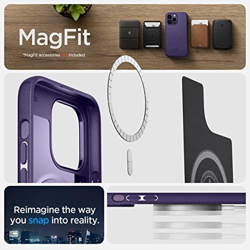 Spigen Mag Páncél (MagFit) Kompatibilis MagSafe Tervezett iPhone 14 Pro Max-Ügyben (2022) - a Deep Purple
