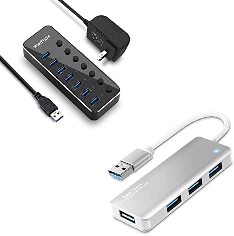 RSHTECH 7 Port USB Elosztó HÁLÓZATI Adapter + Alumínium, 4 Port Ultra Slim USB 3.0 Hub Adatok