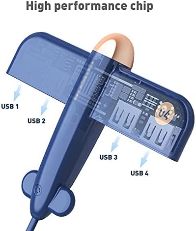 KXDFDC USB Elosztó, Négy Dokkoló Hub， USB 2.0 Bővítő 4-Port Adatok Hub Multi-Function Extender (Szín : Kék)