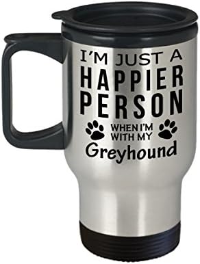 Kutya Szerető Utazási Bögre - Boldogabb Ember A Greyhound -Kisállat-Tulajdonos Mentő Ajándékok