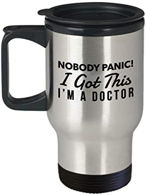 Vicces orvos MD PhD utazási bögre - semmi Pánik! Én ezt, én orvos vagyok utazási bögre