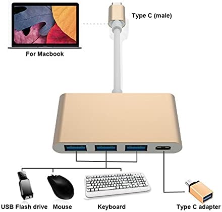 N/USB3.0, 5Gbps Nagy Sebességű Átvitel C Típusú USB 3.1/PD+3*USB 3.0 HUB Adapter USB Típus C-Hub (Szín)