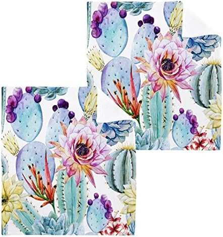 ALAZA Törlőruhát Meghatározott Akvarell Kaktusz Virág - Csomag 6, Pamut, Arc, Ruha, Erősen Nedvszívó, Puha Érzem, Ujjbeggyel