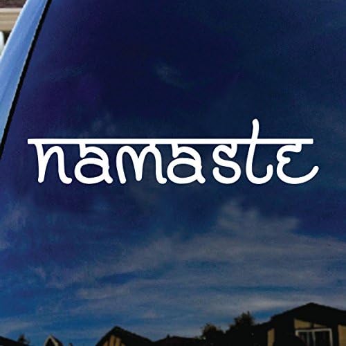 SoCoolDesign Namaste Tibeti Buddha Kocsi Ablakán Vinyl Matrica, 6 Széles (Fehér)