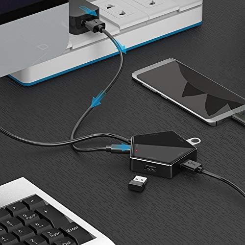 WYFDP USB Hub，Négy USB 3.0 Hub Micro Külső Hatalom Lyuk nagysebességű Négy Port Elosztó (Színe : Fehér)
